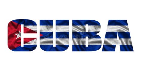 La Palabra Cuba En Los Colores De La Bandera Cubana Ondeando Nombre De