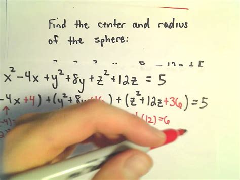 This is an equation of a sphere with centre. Complete the Square - Find Radius and Center of Sphere ...