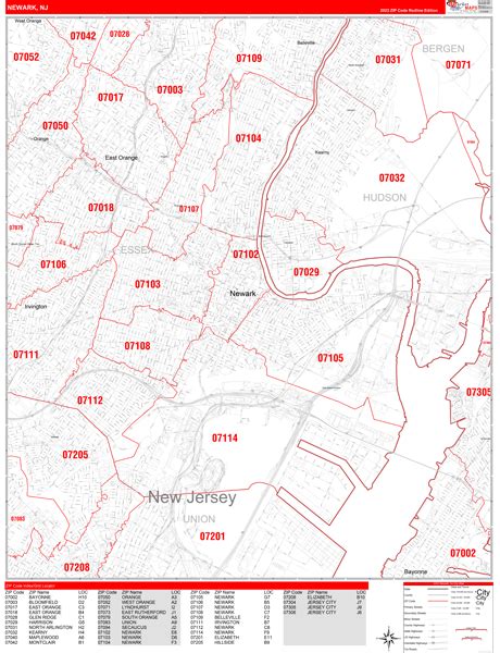 Newark New Jersey Zip Code Maps Red Line
