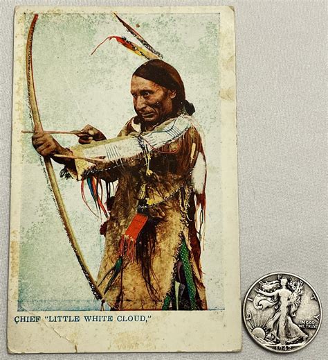 lot antique c 1905 chief little white cloud chippewa tribe native american postcard w