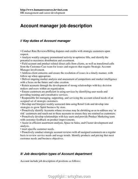 Creative Account Manager Duties Sales Accountr Job