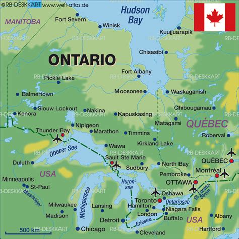 Map Of Ontario State Section In Canada Welt Atlasde
