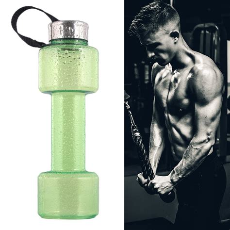 Dumbbell Water Bottle Bpa Free 26oz Home Water Filled Weights Gear