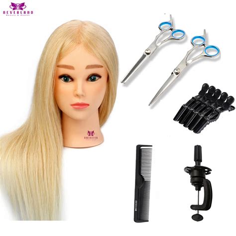 22 100 Real Human Hair Mannequin Head Salon Hairstyle Diy Set