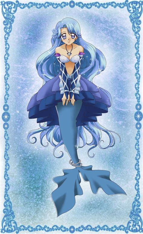A Drawing Of A Mermaid With Blue Hair