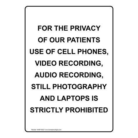 For The Privacy Of Our Patients Use Of Cell Phones Sign Nhe 35221