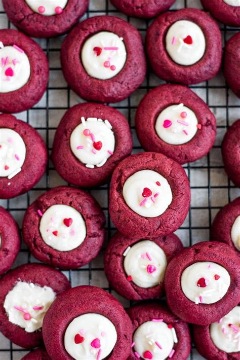 Red Velvet Thumbprint Cookies Thumbprint Cookies Cookie Recipes Red