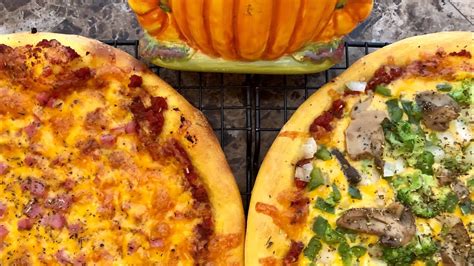 Ham And Cheese And Veggie Pizzas On A Pumpkin Crust Youtube