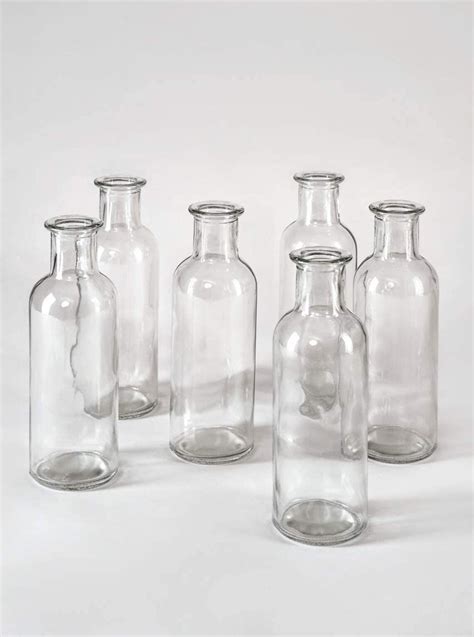 Decorative Glass Bottles Set Of 6 Clear Jar For Wedding Etsy