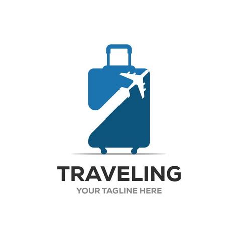 سفر شعار عطلة سياحة عمل رحلة شعار شركة تصميم حقيبة ناقلات مع طائرة