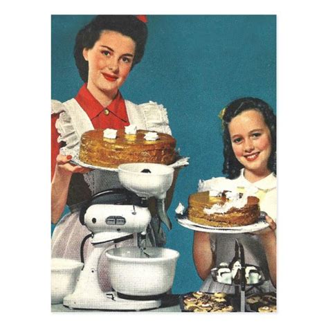 Retro Vintage Kitsch 50s Cookbook Homemaker Postcard