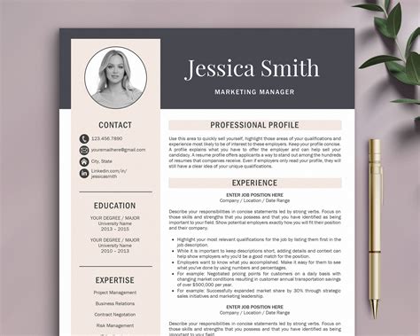 Modern Resume Template Professional Resume Template For Word Etsy Uk