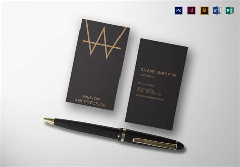 Photoshop business card template for free download. Black Architect Business Card in PSD, Word, Publisher ...