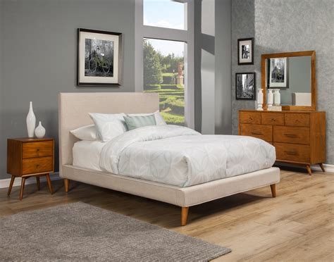 Alpine Furniture Britney Full Size Upholstered Platform Bed Light