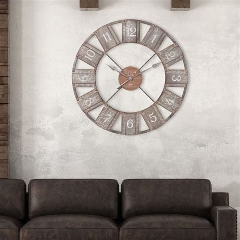 Patton Wall Decor 36 Galvanized Metal And Wood Windmill Clock