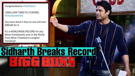 omg sidharth shukla breaks worldwide biggest record bigg boss 13 updates youtube