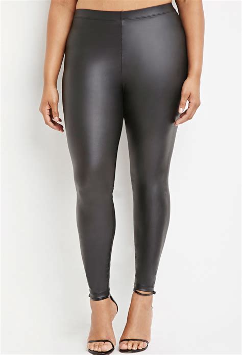 Lyst Forever 21 Plus Size Metallic Faux Leather Leggings