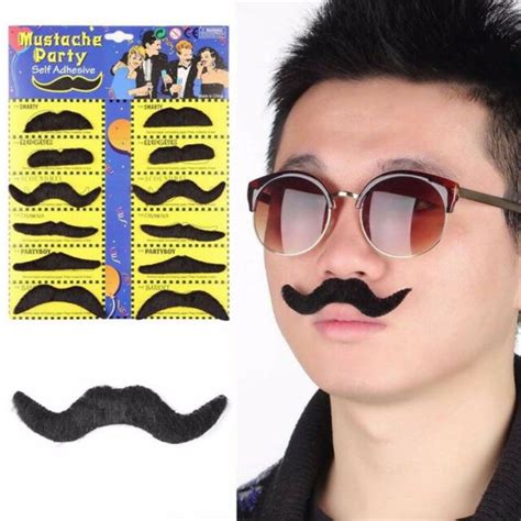 12pcs Fake Mustache Self Adhesive Beard Dress Party For Disguise