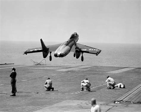 The Tailless Vought F7u 1 Cutlass Launches For The First Time From The