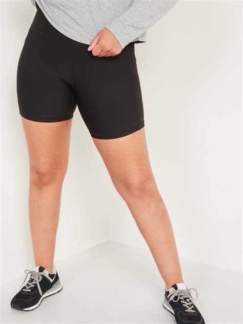 High Waisted Powersoft Side Pocket Biker Shorts For Women 6 Inch