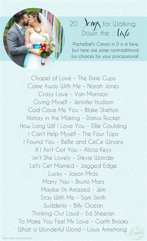 50 songs for your walk down the aisle. 20 Songs for Walking Down the Aisle | Wedding ceremony ...