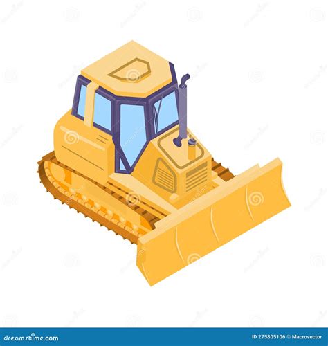 Bulldozer Isometric Style Isolated Agrimotor 3d Model Tractor Vector