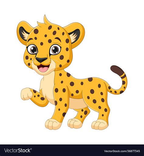 Cute Baby Cheetah Cartoon On White Background Vector Image