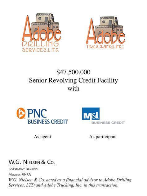 Denver Investment Banking Firm Sample Transactions