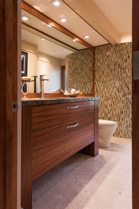 Discover the perfect bathroom vanity for any style, size or storage needs on hgtv.com. Guest Bath Custom Koa Vanity in Artistic Wailea Oceanview ...