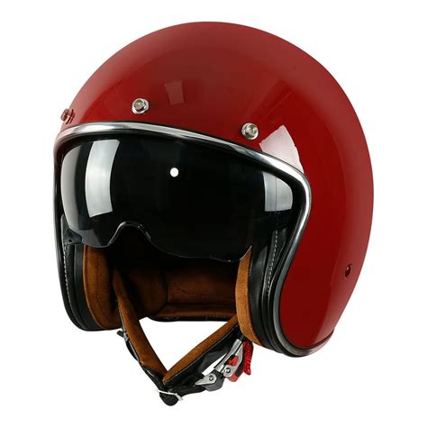 Tcmt 34 Open Face Motorcycle Scooter Helmet With Sun Visor Retro Style