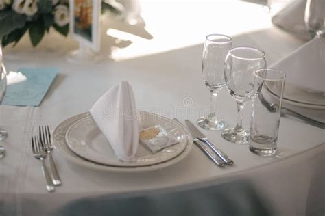 Formal Dinner Service As At A Wedding Banquet Stock Image Image Of