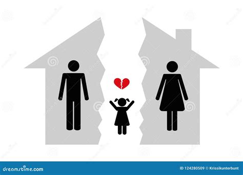 Divorce And Child Custody Ex Husband Wife And Kid Vector Illustration