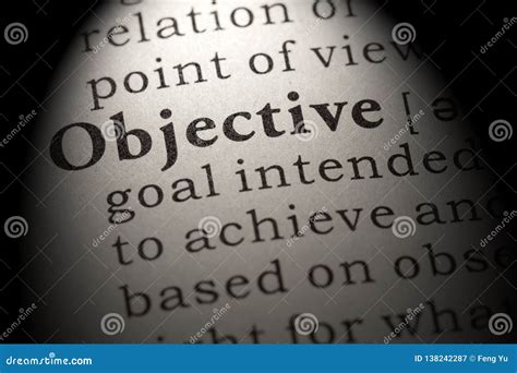 Definition Of Objective Stock Image Image Of Dictionary 138242287
