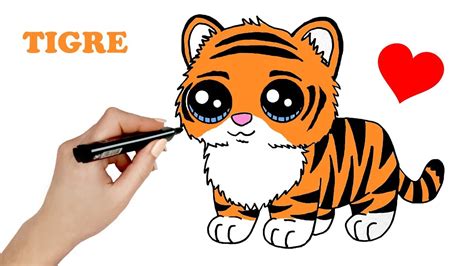 COMO DIBUJAR UN TIGRE KAWAII Fácil Paso a paso Como dibujar animales