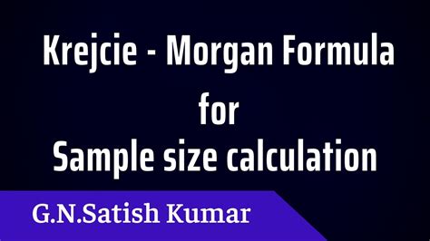 Krejcie and morgan krejcie and morgan's. Krejcie Morgan formula for sample size calculation: By G N ...