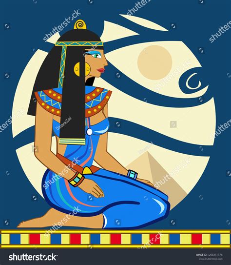 ancient egyptian girl sitting figure vector stock vector royalty free 1266351376 shutterstock