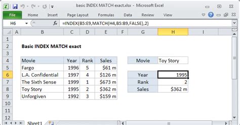 Basic Index Match Exact Excel Formula Exceljet