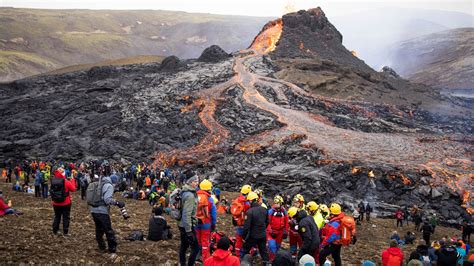 Iceland Volcano Thousands Flock To Edge Of Spectacular Eruption