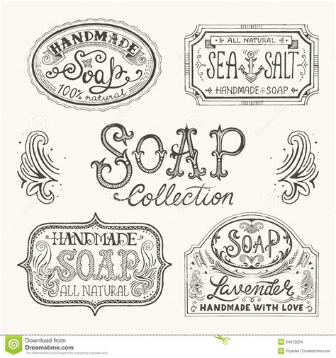 Photo About Hand Drawn Labels And Patterns For Handmade Soap Bars