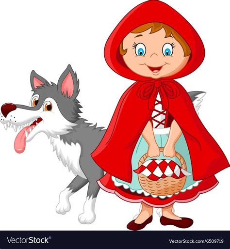 Little Red Riding Hood Meeting With A Wolf Vector Image On Ilustrácie