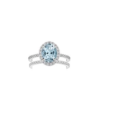 Aquamarine Luxe Ballad Halo Diamond Bridal Set 58 Ct Tw In 18k