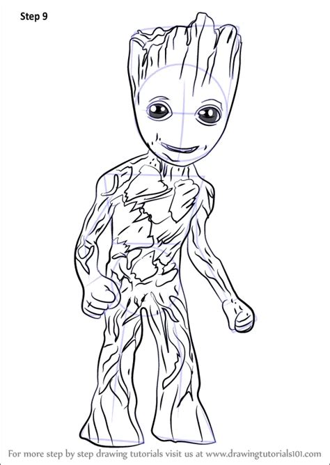 How To Draw Baby Groot Marvel Comics Step By Step