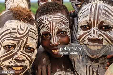 Eine Gruppe Von Glücklich Afrikanischen Kindern Stamm Der Karo Osten