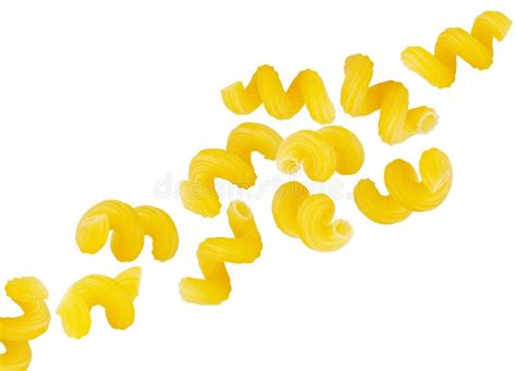 Italian Pasta Penne Rigate Spiral And Spring Shape Flying In Space