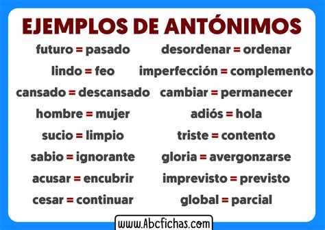 Que Son Los Antonimos Y Ejemplos Abc Fichas