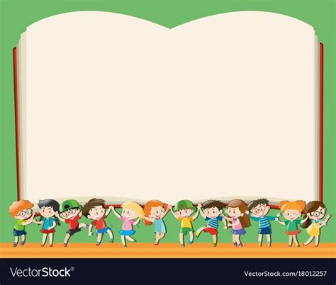 Background Template With Kids Holding Big Book Illustration Download