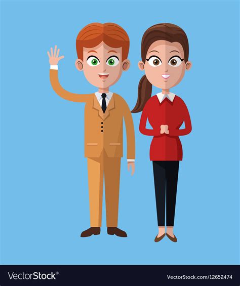 Cartoon Man And Woman Together Work Office Vector Image