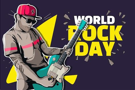 Free Vector Hand Drawn World Rock Day Background With Male Musician