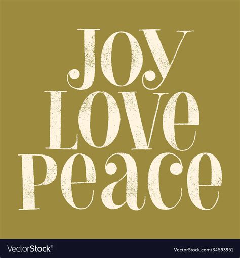 Joy Love Peace Hand Drawn Lettering Quote Vector Image