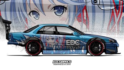 edc graphics jdm nissan japanese cars nissan skyline er34 render anime girls 1080p hd